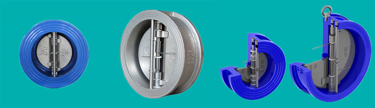 Rubber seat wafer dual plate check valves
